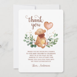 Tarjeta De Agradecimiento Oso de peluche verde Mucho oso para baby shower