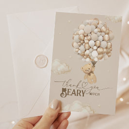 Tarjeta De Agradecimiento Oso de Teddy con globos pesados Baby Shower