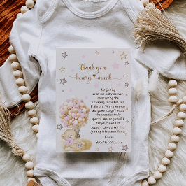 Tarjeta De Agradecimiento Oso de Teddy con globos rosados Baby Shower
