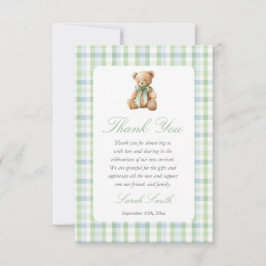 Tarjeta De Agradecimiento Oso Elegante Fiesta de Bebé Niño