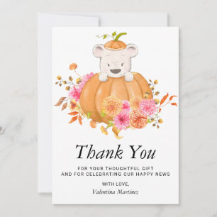 Tarjeta De Agradecimiento Oso en la Baby Shower de una foto rosa de la calab