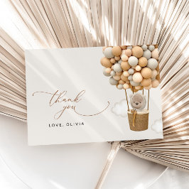 Tarjeta De Agradecimiento Oso, globos beige, globo de aire caliente, Baby Sh
