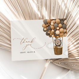 Tarjeta De Agradecimiento Oso, globos pardos, globo de aire caliente, Baby S