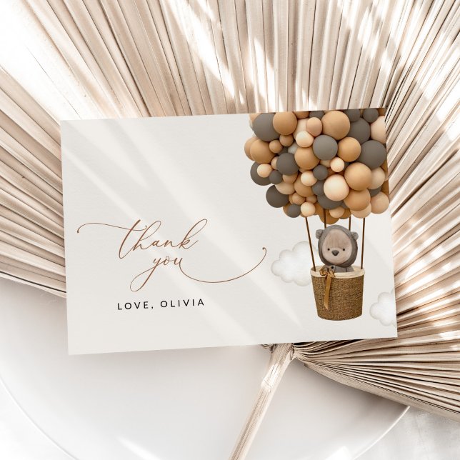 Tarjeta De Agradecimiento Oso, globos pardos, globo de aire caliente, Baby S (Subido por el creador)