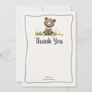 Tarjeta De Agradecimiento Oso Lindo Animales Rústicos Shower de Bebé