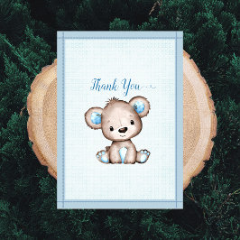 Tarjeta De Agradecimiento Oso Marrón Para Muchacho Baby Shower Gracias