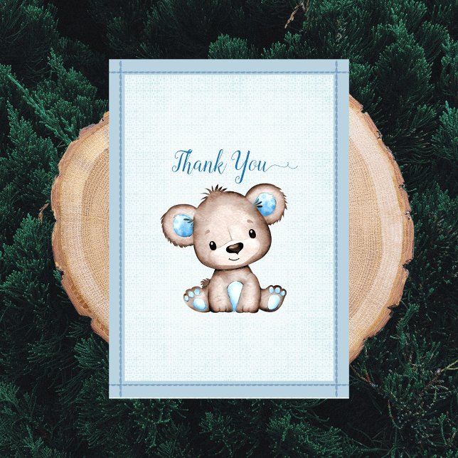 Tarjeta De Agradecimiento Oso Marrón Para Muchacho Baby Shower Gracias (Subido por el creador)