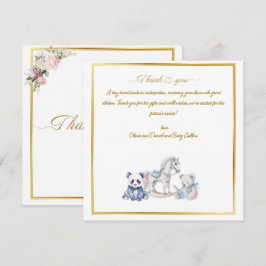 Tarjeta De Agradecimiento Oso panda bebé personalizado con caballo de balanc