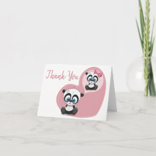 Tarjeta De Agradecimiento Oso Panda Corazón Rosa Gracias Fiesta de Boda