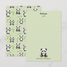 Tarjeta De Agradecimiento Oso Panda Lindo Patrón de Animales Kawaii de Bambú