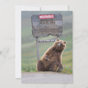 Tarjeta De Agradecimiento Oso Pardo Juega Con Señal