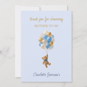 Tarjeta De Agradecimiento Oso personalizado con globos Gracias Baby Shower