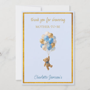 Tarjeta De Agradecimiento Oso personalizado con globos Gracias Baby Shower