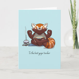 Tarjeta De Agradecimiento Oso Rojo Mejor Profesor de Yoga Arte de Agradecimi