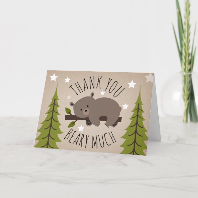 Tarjeta De Agradecimiento Oso Sleepy Gracias Estrellas (Anverso)