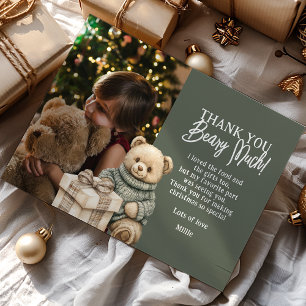 Tarjeta De Agradecimiento Oso verde gracias por Navidad