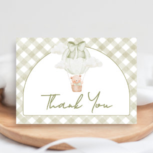 Tarjeta De Agradecimiento Oso Verde Oso Apenas Espera Baby Shower