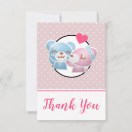 Tarjeta De Agradecimiento Osos de besos cortos y Kawaii gracias