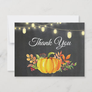 Tarjeta de agradecimiento otoñal de calabaza de ot