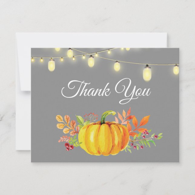 Tarjeta de agradecimiento otoñal de calabaza de ot (Anverso)