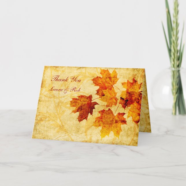 Tarjeta De Agradecimiento otoño boda marrón otoño Gracias (Anverso)