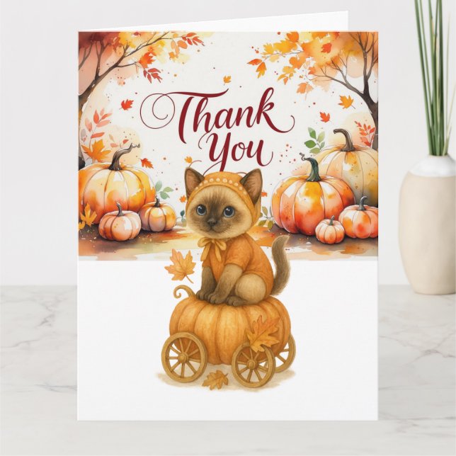 Tarjeta De Agradecimiento Otoño Cae Baby Shower para los amantes del gato (Anverso)