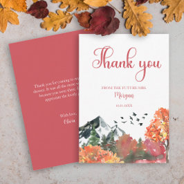 Tarjeta De Agradecimiento Otoño Cae Ducha de Novias Forestales de Montaña
