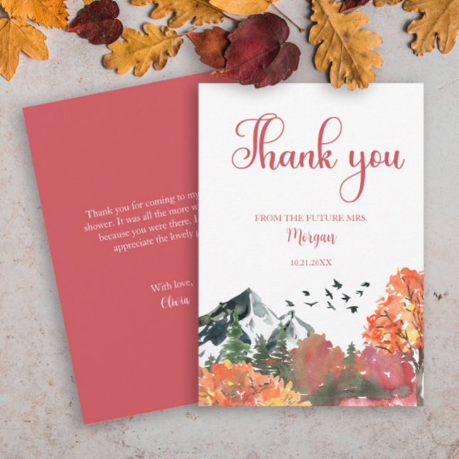 Tarjeta De Agradecimiento Otoño Cae Ducha de Novias Forestales de Montaña (Subido por el creador)