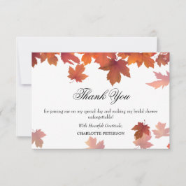 Tarjeta De Agradecimiento Otoño Cae Maple deja ducha de novia