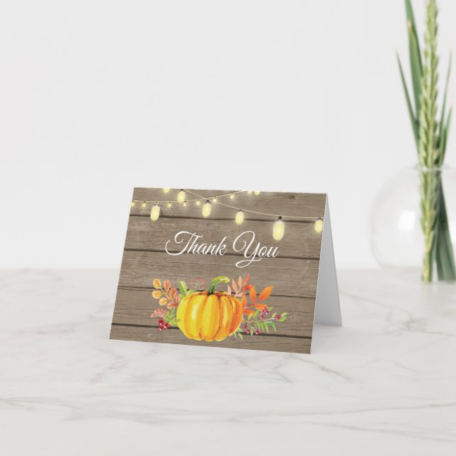 tarjeta de agradecimiento otoño calabaza rústica (Anverso)