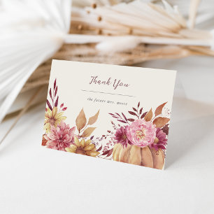 Tarjeta De Agradecimiento Otoño Calabaza y Flores Silvestres