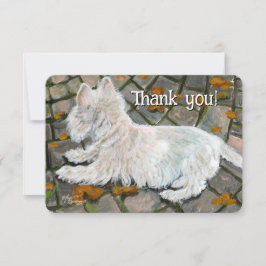 Tarjeta De Agradecimiento Otoño deja a Westie en patio