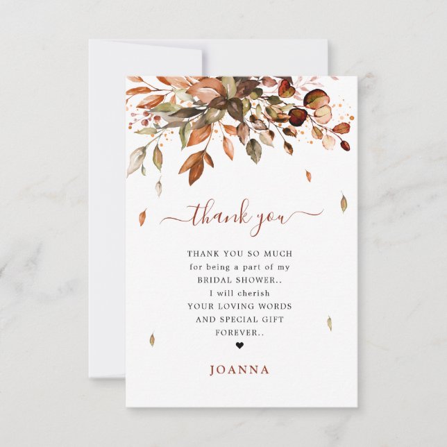 Tarjeta De Agradecimiento Otoño Dejó A La Ruidosa Ducha De Novias En El Camp (Anverso)