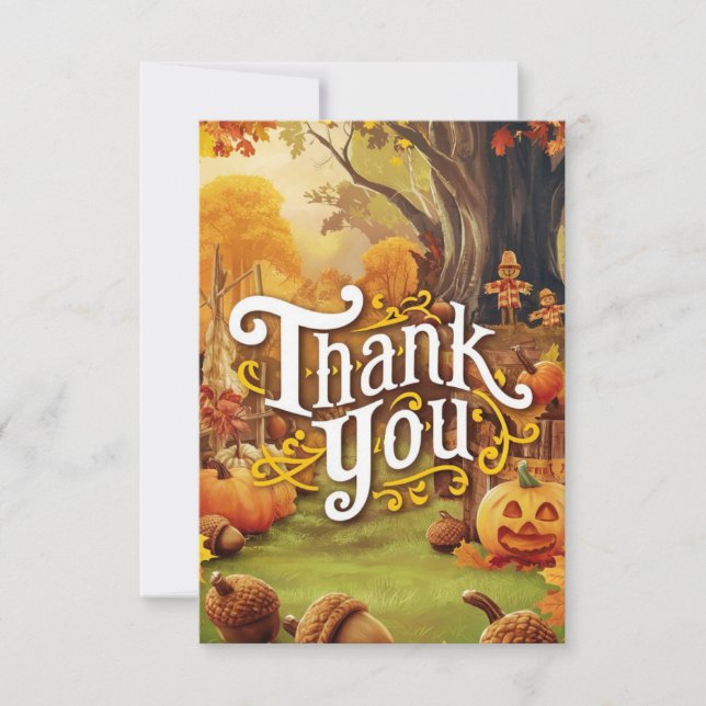Tarjeta De Agradecimiento Otoño del Boho editable (Anverso)