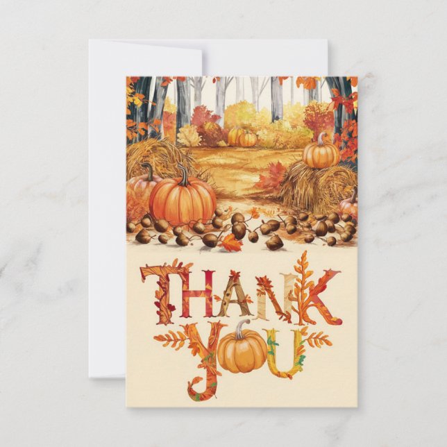 Tarjeta De Agradecimiento Otoño del bosque de Acorn (Anverso)