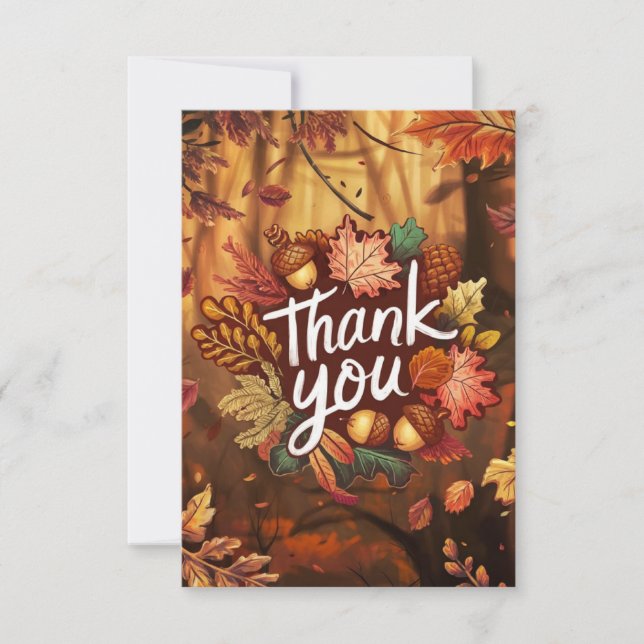 Tarjeta De Agradecimiento Otoño del bosque de castañas (Anverso)