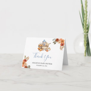 Tarjeta De Agradecimiento Otoño Enamorándose Oso Baby Shower Doble