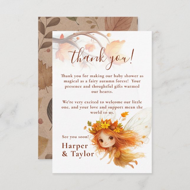 Tarjeta De Agradecimiento Otoño Fairy Woodland (Anverso / Reverso)