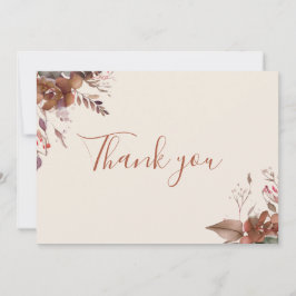 Tarjeta De Agradecimiento Otoño Floral Rústico Elegante Script