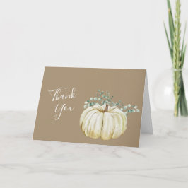Tarjeta De Agradecimiento Otoño foto verde de calabaza blanca de otoño