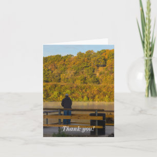 Tarjeta De Agradecimiento Otoño Pescando Lago Springfield Gracias