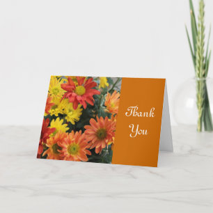 Tarjeta De Agradecimiento Otoño rojo, amarillo, naranja margarita gracias