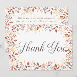 Tarjeta De Agradecimiento Otoño Rust & Brown Boho Boda moderno