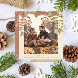 Tarjeta De Agradecimiento Otoño rústico de Terracota otoño deja a Boda de fo