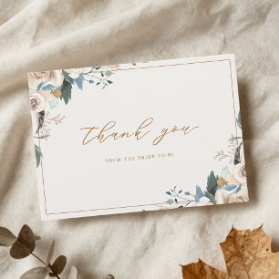 Tarjeta De Agradecimiento Otoño Rústico Floral Enamorarse Despedida de Solte