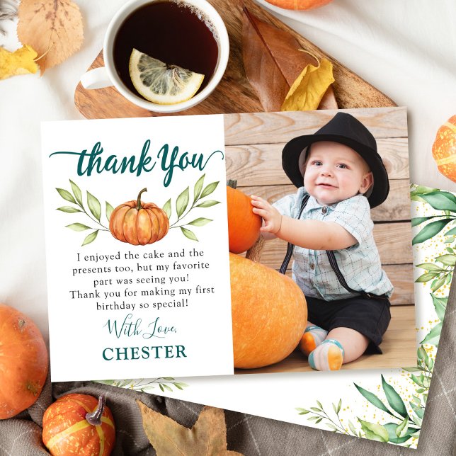 Tarjeta De Agradecimiento Otoño Verdor Pequeña Calabaza Caída Feriada Cumple (Subido por el creador)