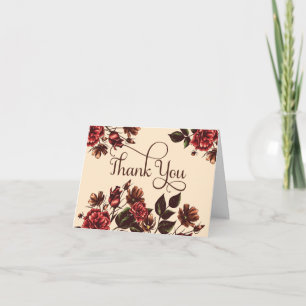 Tarjeta De Agradecimiento Otoño y Floral de Acción de Gracias