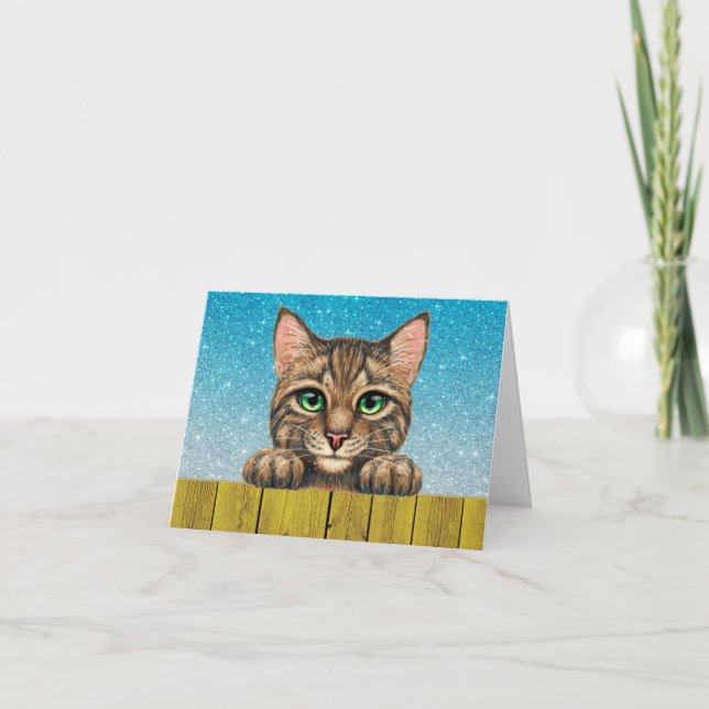 Tarjeta De Agradecimiento Otro Peeking Cats Notecards (Anverso)