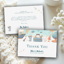 Tarjeta De Agradecimiento Our Greatest Adventure Vintage Blue Baby Shower