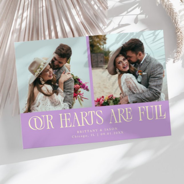 Tarjeta De Agradecimiento Our Hearts Are Full Lemon Wisteria Wedding Photo  (Subido por el creador)